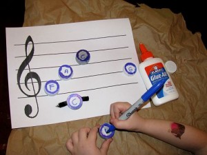 Bottle Cap Musical Notation Game