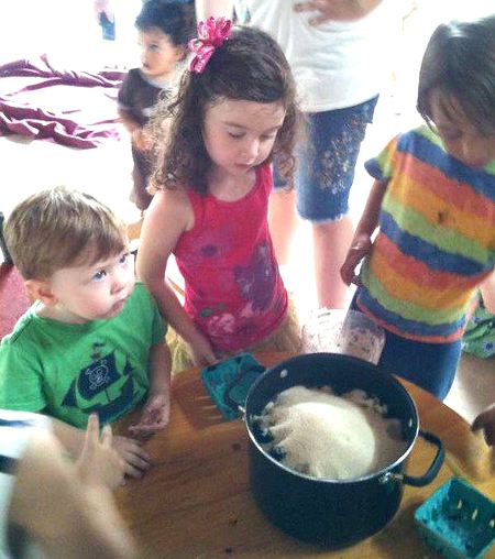 making blackberry jam