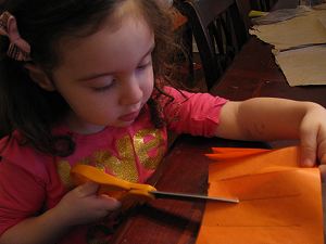 Cutting the Paper Pumpkin