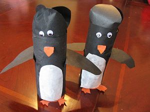 Finished Penguin Cardboard Toilet Paper Tube Craft